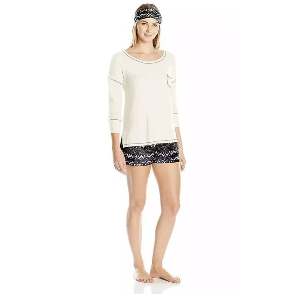 New Kensie Womans Small  Pajama Set 3 Piece Boxer Top Eye Mask‎ Set Soft NWT
